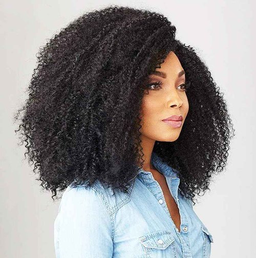 QiaQiaRing Afro Kinky Curly Clip Ins Human Hair 20inch Hair Extensions for African Americans 4B 4C Real Human Hair Double Weft Afro Curly Clip in Hair Extensions 8Pcs18Clips 1B Black Color (20inch)