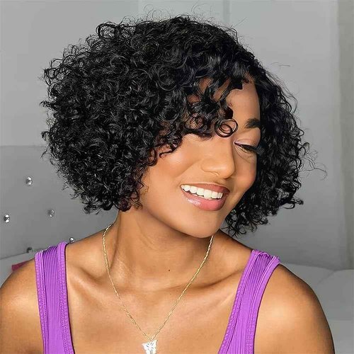 Tinashe Short Curly Pixie Cut Lace Front Wigs 10 inch 13X4 Human Hair HD Lace Front Wigs Plucked for Black Women Natural Black
