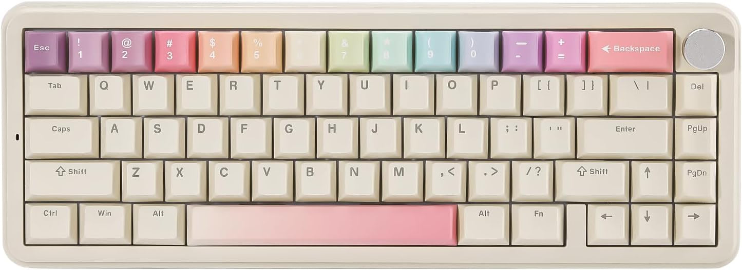 YUNZII B68 Wireless Mechanical Keyboard(Beige, Cocoa Cream V2 Switch), Keyboard Wrist Rest(Cat)