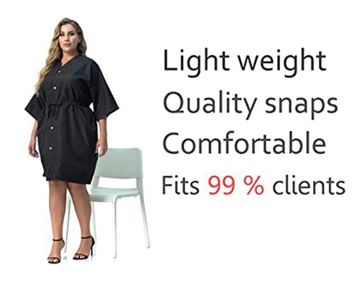 PERFEHAIR Salon Robes for Clients, Pack of 3, Hair Color Cape Kimono Gown Style, Grooming Smocks for Women & Men, 5 Snaps Closures