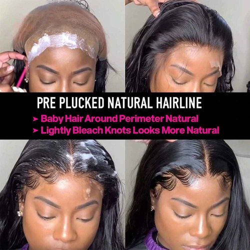 Wingirl 13×5 Lace Front Human Hair Wigs for Women 12A HD Transparent Body Wave Lace Front Wigs Human Hair Pre Plucked Bleached Knots (18 Inch (Pack of 1), 220% 1B# Color)