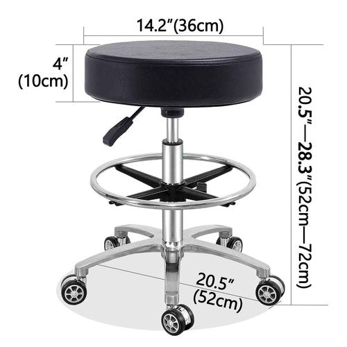 Antlu Rolling Stool Swivel Chair for Office Medical Salon Tattoo Kitchen Massage Work,Adjustable Height Hydraulic Stool with Wheels (Black, with Foot Rest)