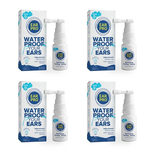 EarPro Natural Swimmer Ear Spray for Kids & Adults – Block Water Before Swimming, Surfing or Diving - Replace Ear Plugs – Safe & Easy Protection Against Trapped Water – 4 Pack, Up to 800 Sprays.