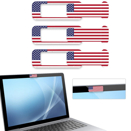 ZYAOTWQZ Webcam cover, 3 pieces, laptop camera cover, privacy shielding capacity is twice as big as the traditional, suitable for computer mobile phones, laptops, tablets and so on (American flag)
