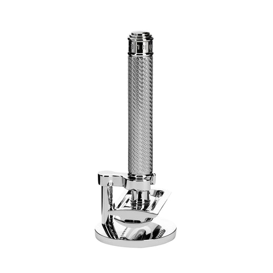 MÜHLE EDITION Chrome 2-Piece Shaving Set - Classic Closed Comb R89 Safety Razor & Razor Stand – Safety Razor Kit for Men, Shaving Razor, Straight Razor Shaving Kit for Men