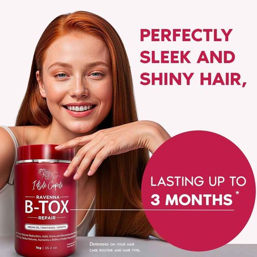 I Belli Capelli Ravenna Hair Straightening Kit – Repair Hair B-tox & Repair Oil – Anti-Frizz, Intense Hydration, Shine – Formaldehyde-Free – B-otox Hair Treament For All Hair Types (2-Pack)