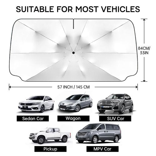 Car Windshield Sun Shade Umbrella with 360° Anti Scratch Handle, Upgraded Windshield Sunshades with Double Layer Thicken Fabric, Car Shade Front Windshield Cover for Most Vehicles