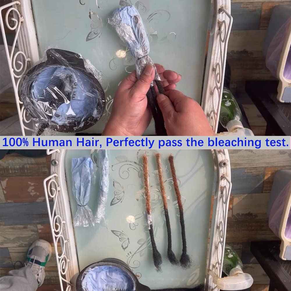 30 Strands Loc Extensions Human Hair for Women/Men Can Be Dyed Bleached Curled Full Handmade Permanent Dreadlock Extensions 0.6cm Width 10 inch