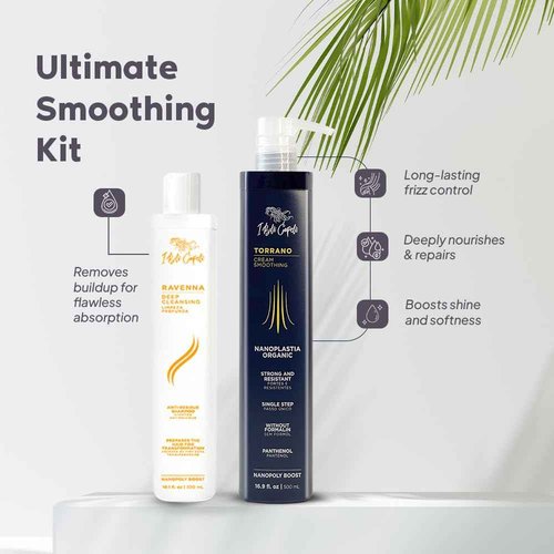 I Belli Capelli Torrano Keratin Hair Treatment Straightening in 1 Step, Formaldehyde Free-Nanoplastia Para Alisar Cabello 16.9Fl.oz (500ml) + Deep Cleansing Shampoo 10.1 fl.oz (300ml)