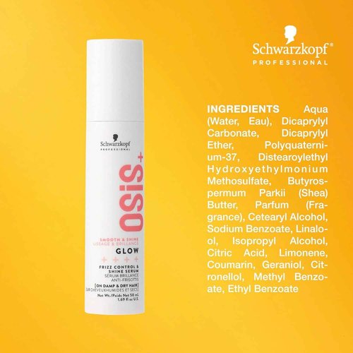OSiS+ Glow Anti-Frizz Shine Serum 1.69 oz (2 Pack) |Lightweight, Non-Greasy Formula | Heat Protection, Frizz Control, and Humidity Protection | For All Hair Types