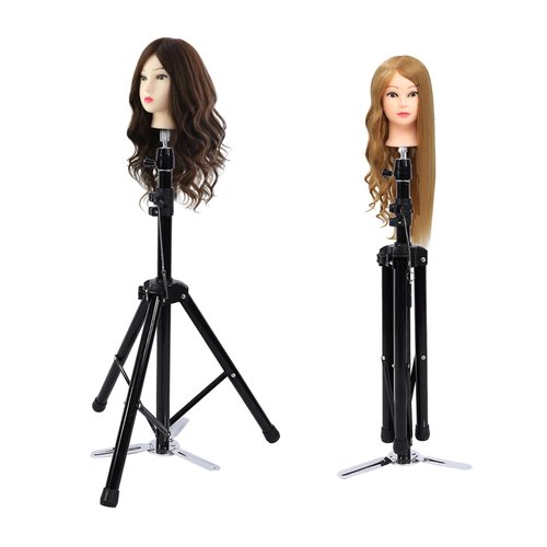 Wig Stand Tripod Mannequin Head Stand, Adjustable Hairdressing Training Mannequin Manikin Head Tripod Stand Wig Doll Holder