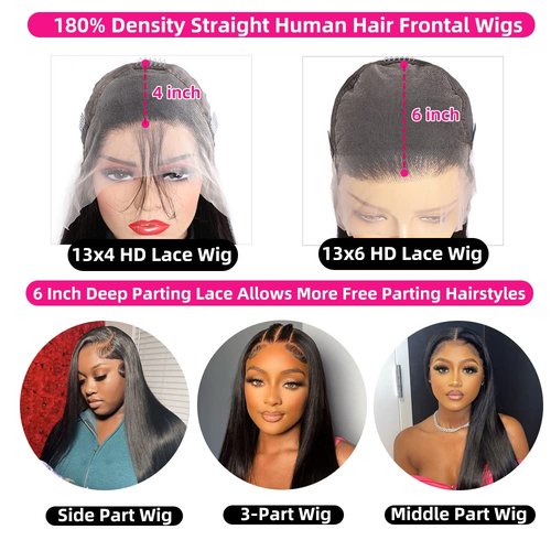PERISMODA 13X6 Lace Front Wigs Human Hair Pre Plucked 30 Inch Straight Lace Front Wigs Human Hair 180% Density Glueless Transparent HD Lace Frontal Wigs Human Hair Wig for Women Natural Black Color