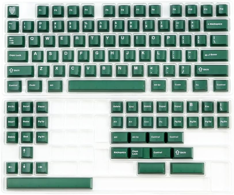 ABS Cherry Profile Double-Shot Keycaps, 114 Keys Green Emerald Keycap Set