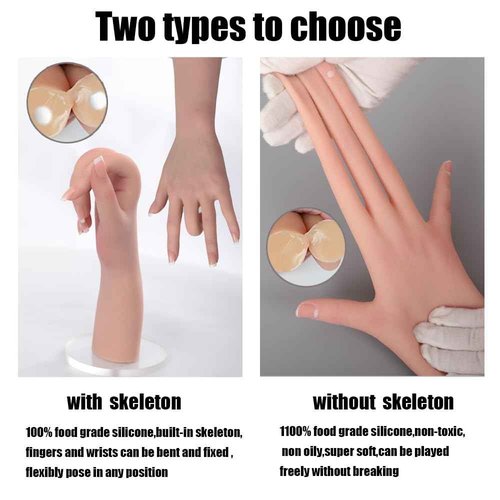 BodhiTCM Realistic Life Size Silicone Female Hand Mannequin for Jewelry Display Nail Art Practice Photography Flexible Fingers Durable Lifelike Fake Hand Model (Pair Hand Without Skeleton, Brown)