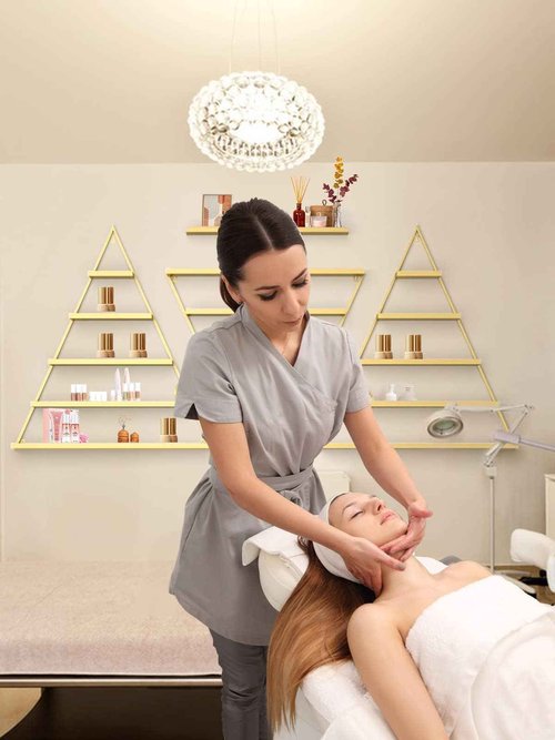 EBANKU 6PCS Nail Polish Racks 5 Tiers Nail Polish Shelf for Wall Triangular Display Rack Cosmetic Display Cases Lipstick Perfume Wall Shelf Essential Oil Organizers for Home Spa Nail Salon Shop(Gold)