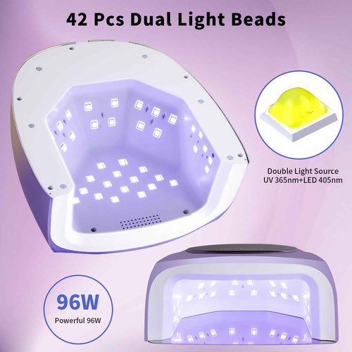 Ayshone Cordless Rechargeable UV Nail Lamp,96W UV Light for Gel Nails with Metal Base,Professional Fast Charger Curing Lamp,4 Timer Setting and Smart Sensor(Gradient Purple)