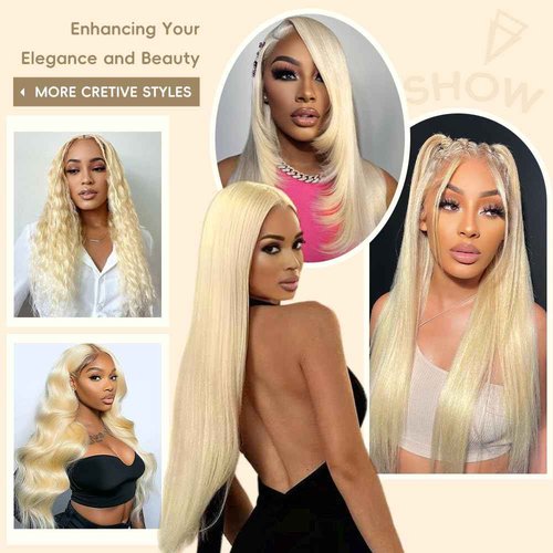 mululi 26 Inch Blonde Lace Front Wigs Human Hair Pre Plucked 613 Lace Front Wig Human Hair 200% Density Straight Blonde Wig with Baby Hair for Women