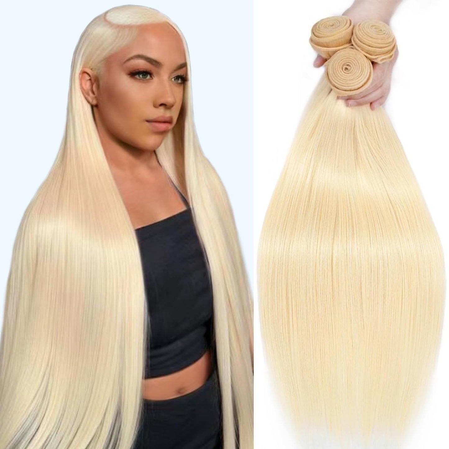 12A 613 Bundles Human Hair 18 20 22 Inch Blonde Bundles Human Hair 100% Unprocessed Brazilian Virgin Raw Weave Bundle 3 Bundle Blonde Straight Human Hair for Women