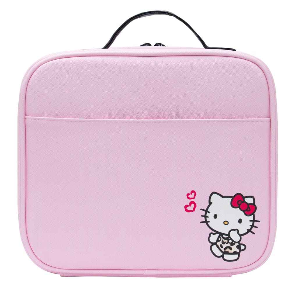 Impressions Vanity Hello Kitty Cosmetic Bag with Faux Leather, Travel Toiletry Bag with Inside Zipper Pockets, Waterproof Reusable Large Cosmetic Makeup Vanity Organizer(Pink Animal)