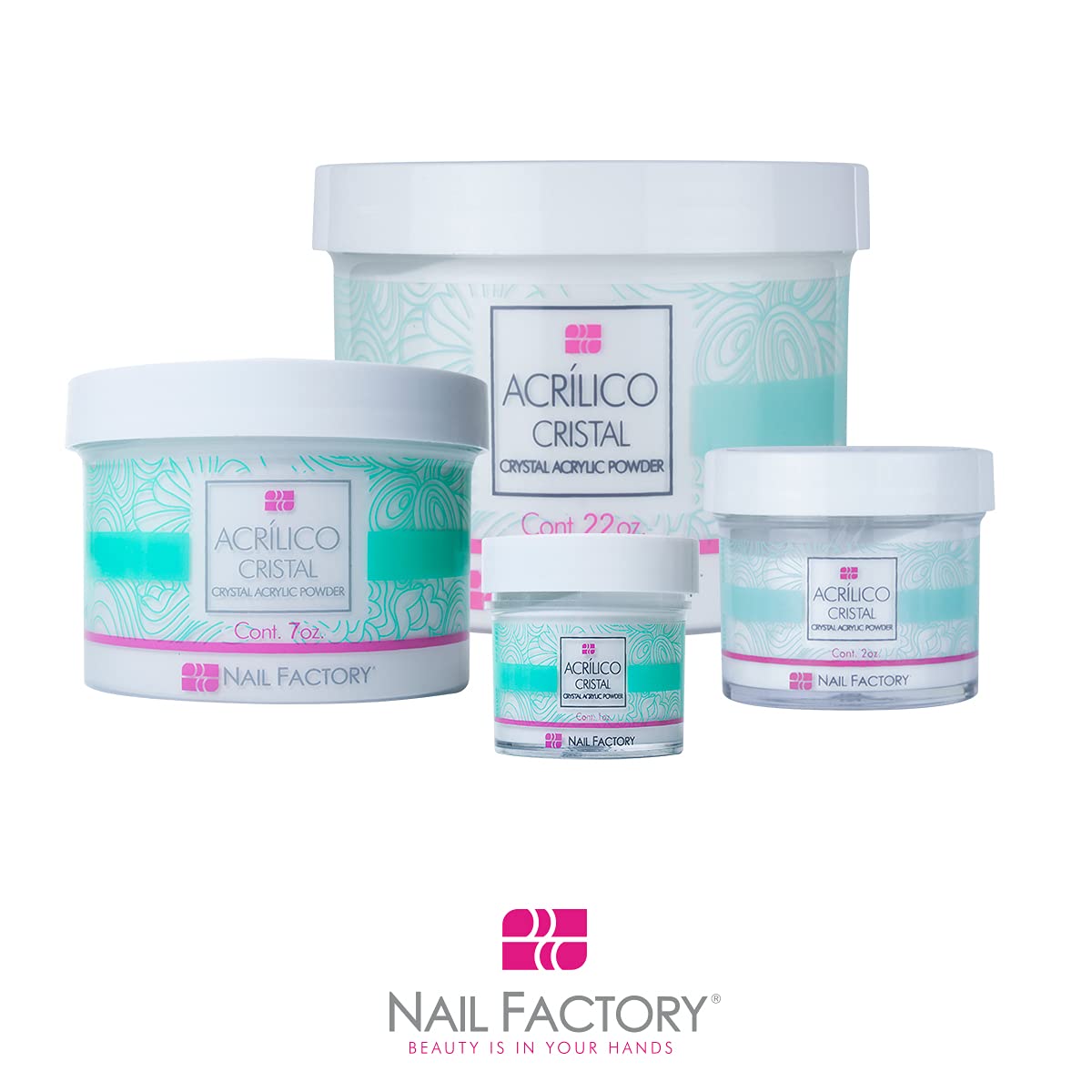 NAIL FACTORY - PROFESSIONAL GRADE CLEAR ACRYLIC POWDER 22 OZ, Professional Acrylic Powder for Sculpting & Building Nails.