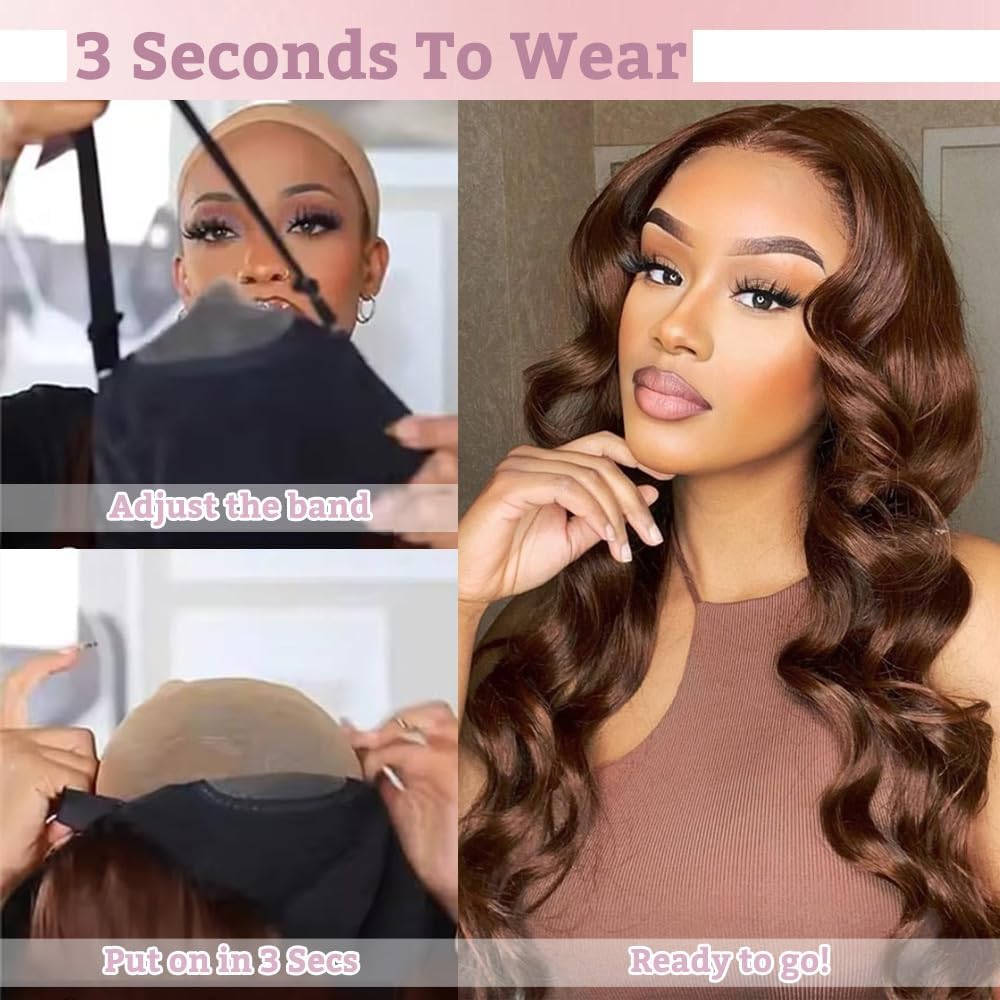 28 Inch Chocolate Brown Lace Front Wig Brown Deep Wave Wig Human Hair 9x6 220 Density Chocolate Brown Curly Wig Human Hair Brown Glueless Wigs Human Hair Pre Plucked Pre Cut #4 Dark Brown Wig