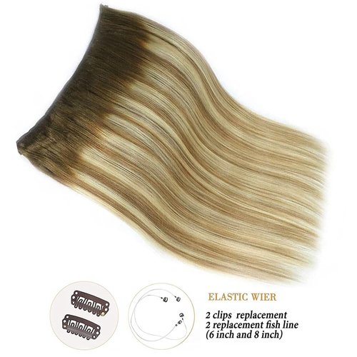 Star Show Wire Hair Extensions Walnut Brown to Ash Brown and Bleach Blonde Remy Natural Straight Hair Extension for Women (20 inch, T4/P10/613)