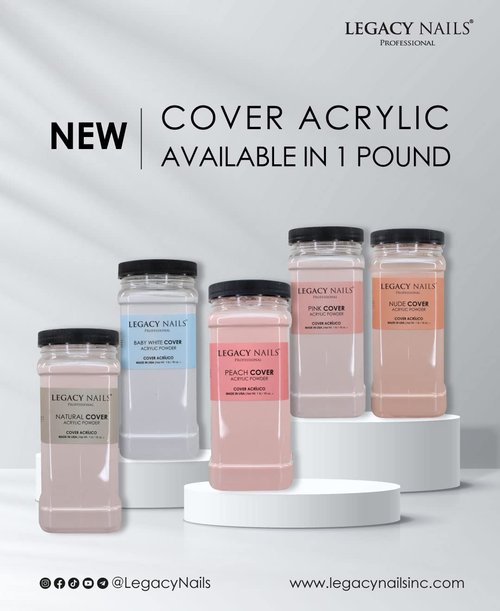 Legacy Nails Professional Cover Acrylic Powder - 1 Lb - Ideal For French Nail Art & Natural Look (COVER PEACH)