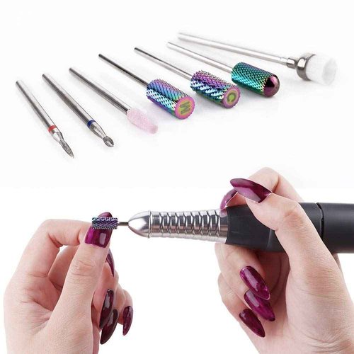 Makartt Geneviere Electric Nail Drill Machine with Tungsten Carbide Nail Drill Bits 7Pcs Bundle