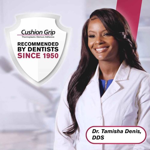 Cushion Grip Thermoplastic Denture Adhesive 1oz (10 Pack)–Extra Strong Hold Up to 4 Days, Unmatched Strength, Waterproof & Zinc Free, Relieves Sore Gums, Comfortable Refit, Long Lasting Denture Refit