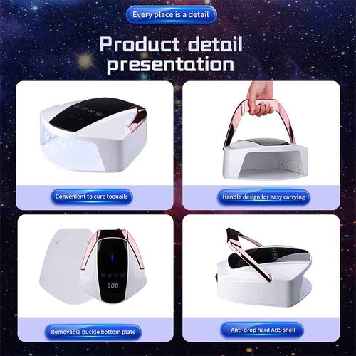 UV LED Rechargeable Cordless Professional Nail Dryer Lamp 96W - Gel Polish Curing Light with 4 Timer Setting, LCD Display, Auto Sensor - Art Manicure Tools for Home and Salon