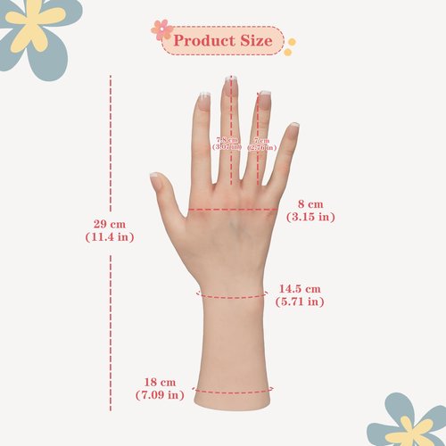 Realistic Female Silicone Hand Mannequin Hand Model Fake Hand With Skeleton For Manicurist Reusable Acrylic Nails Display Jewelry Props - White Left Hand
