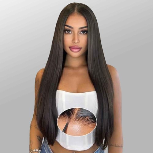 ZHENGON Glueless Wigs Human Hair Pre Plucked Pre Cut 6x4 Straight Lace Front Wigs Human Hair 28 Inch Hd Lace Front Closure Wigs for Women 180% Density Wear and Go Glueless Wig Ready to Wear Natural