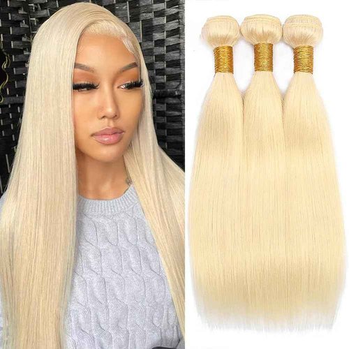 Habiliana Bundles Human Hair 20 22 24 Inch Straight Blonde 613 Human Hair Bundles 11A Unprocessed Brazilian Virgin Quick Weave Hair Extensions for Black Women