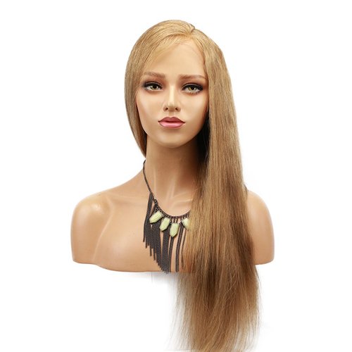 Dreambeauty #18 Pure Blonde Color Lace Front Human Hair Wig for Women Brazilian Remy Glueless Full Lace Human Hair Wig with Baby Hair Pre-Plucked Natural Hairline (20 inch, Lace Front)