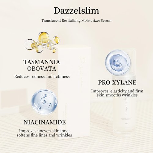 Dazzelslim Moisturizer Face Cream & Facial Serum Set, with Niacinamide, Sea Buckthorn Oil, & Pro-Xylane, Anti Wrinkle Cream, Deeply Hydrates & Smooths Fine Lines, Fragrance-Free, Made in Taiwan