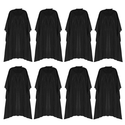 Black Barber Cape, Professional Nylon Waterproof Hair Cutting Cape with Snap Closure Salon Cape, 62" x 54" Hairdressing Cape (Black-8 Pack)
