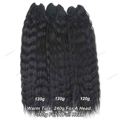 RHEANNA Feather Crochet Human Hair Extensions Wet and Wavy Knotless Pre-Separated Crochet Hair Extensions Human Hair With String In The Middle Braid 16inch 120g