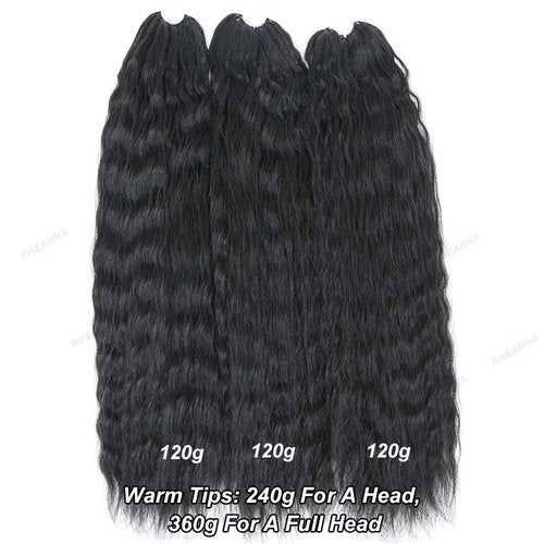 RHEANNA Feather Crochet Human Hair Extensions Wet and Wavy Knotless Pre-Separated Crochet Hair Extensions Human Hair With String In The Middle Braid 18inch 60g