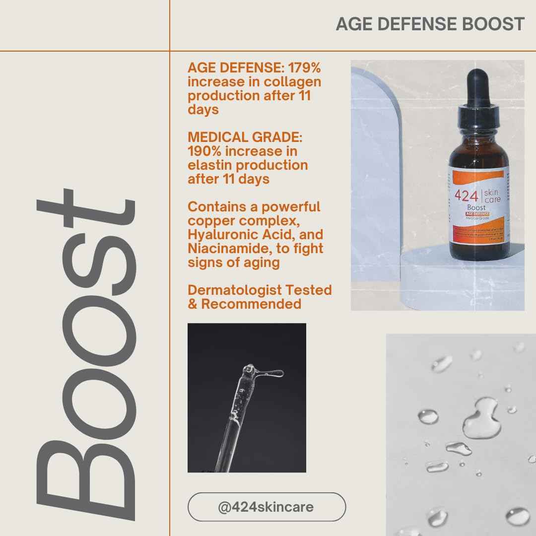 424 Skin Care Age Defense Boost - Dermatologist Tested & Recommended - Clinically Proven Formula For Increased Collagen Production 1 oz