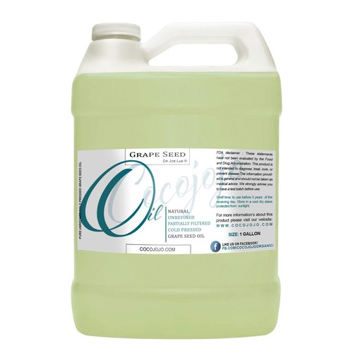 Dr Joe Lab Grape Seed Oil 128 oz Pure Natural Cold Pressed Unrefined Extra Virgin Grapeseed Oil 1 Gallon - for Hair Skin Body Nail and Beard - Moisturizes, Soothes, Hydrates, & Nourishes