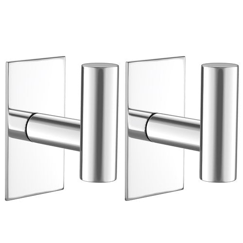 VAEHOLD Wall Towel Hooks, Heavy Duty Sticky Holder Waterproof Towel Hooks for Hanging Coat, Clothes, Closet Hook Wall Mount for Kitchen (Chrome, 2 Pack)
