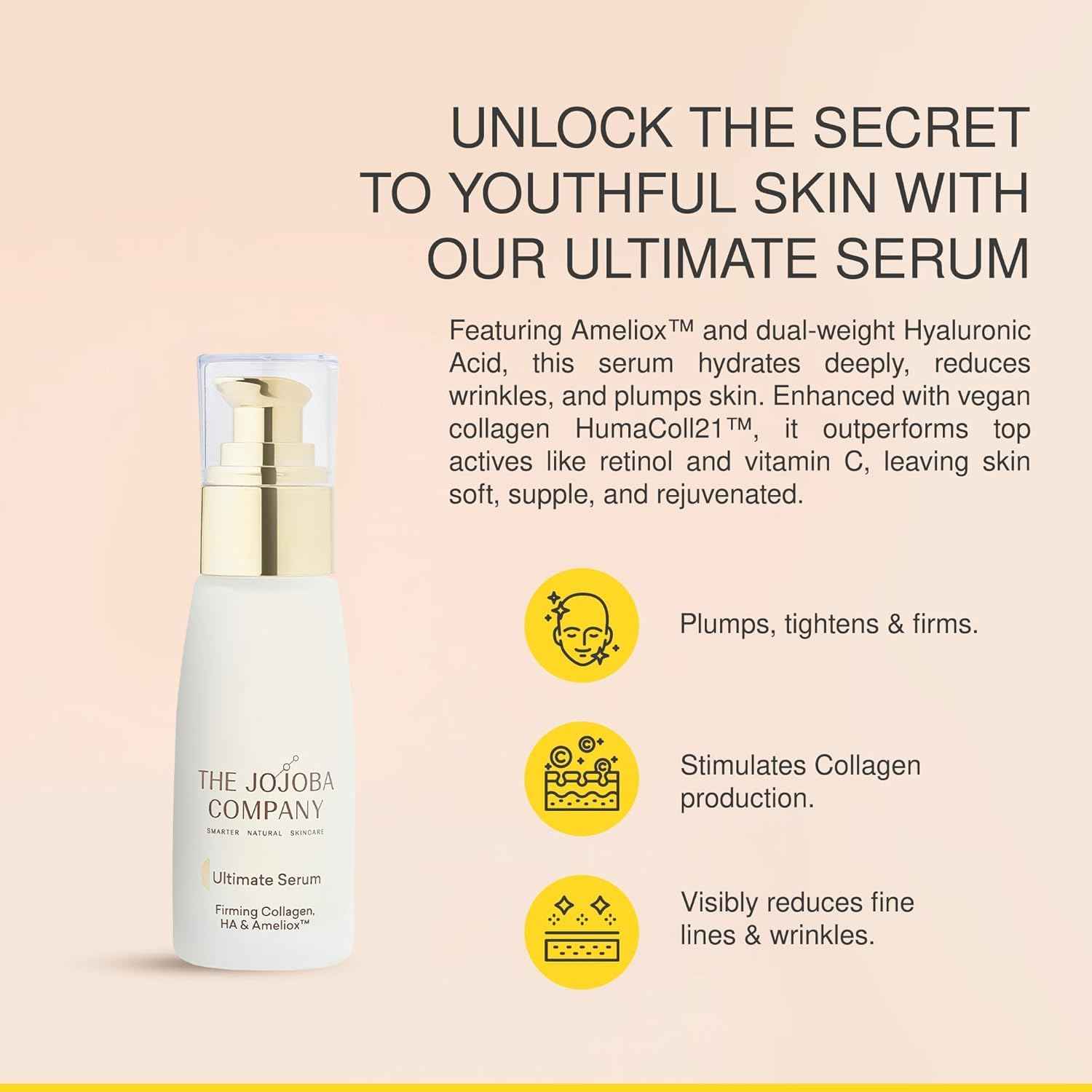 Jojoba Ultimate Serum - Anti-Aging - Reduces Appearance of Wrinkles, Crow?s Feet, Frown Lines & Fine Lines - Visibly Increases Skin Firmness - Hydrates & Tightens - 30ml