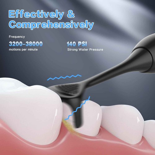 Voraiya Electric Flosser for Teeth Electric Flosser Dental Floss 3 Modes + 50 Replacement Heads Rechargable Ultrasonic Power Flossing for Teeth Adults & Kids