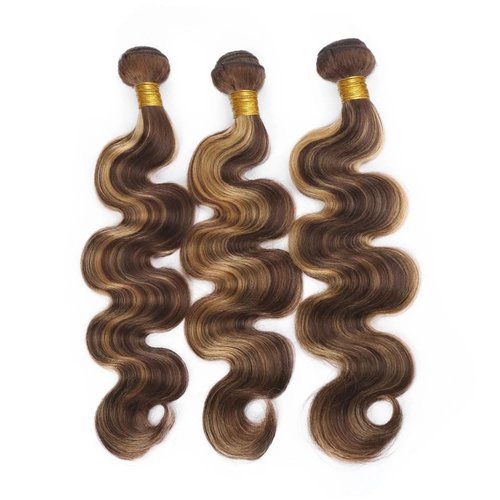 Ombre Bundles 20 22 24 Inch 4/27 Human Hair Bundles Highlight Body Wave Bundle Healthy And Soft Honey Blonde Bundle Brazilian Virgin Remy Hair Extensions