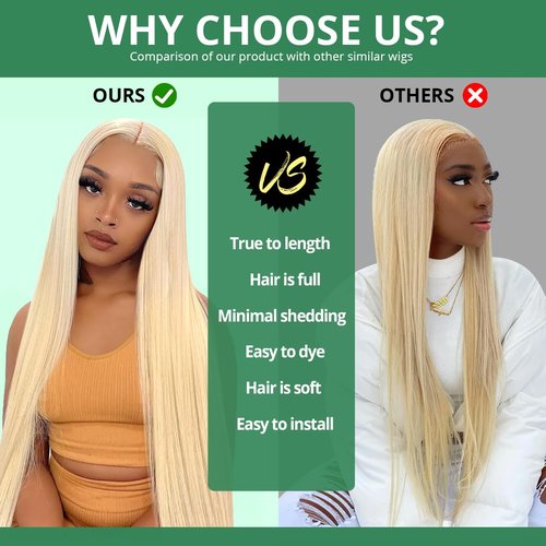 Sweetie 16 Inch 613 13x4 Lace Front Wig Human Hair 150% Density 12A Blonde Wig Human Hair Straight Lace Front Wigs Human Hair for Women HD Lace Glueless Wigs Human Hair Pre Plucked