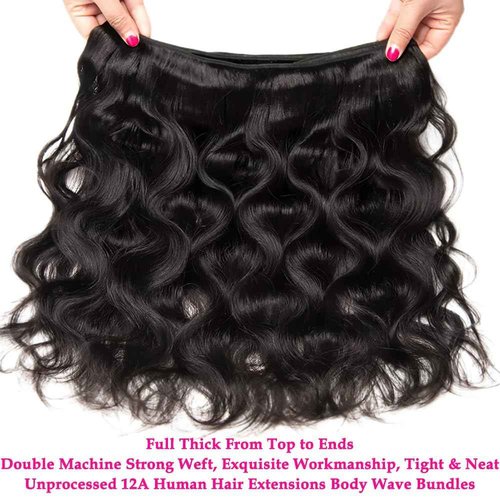 12A Human Hair Bundles 400g Body Wave Bundles Human Hair Extensions 14 14 16 16 Inch Brazilian Virgin Body Wave 4 Pieces Deals Unprocessed Brazilian Quick Weave Extensions Natural Black