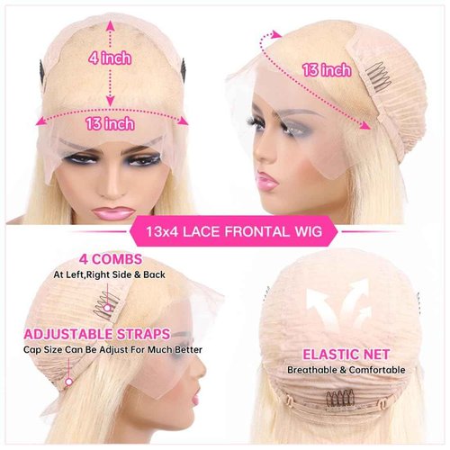 SIYUSI Blonde Wig Human Hair 22 Inch Body Wave Lace Frontal Wig 180% Density 13X4 HD Transparent Pre-Plucked with Baby Hair