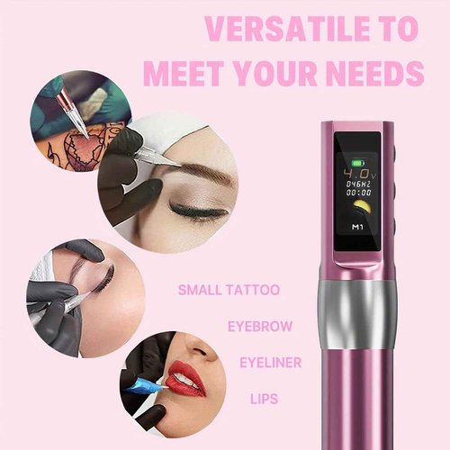 Neebol Wireless Tattoo Pen Kit, Superlight Rotary Tattoo Gun, Screen Display, Complete Cordless Tattoo Kit, Microblading Machine, PMU Machine, Eyebrow Machine, for Beginners and Professionals, Black