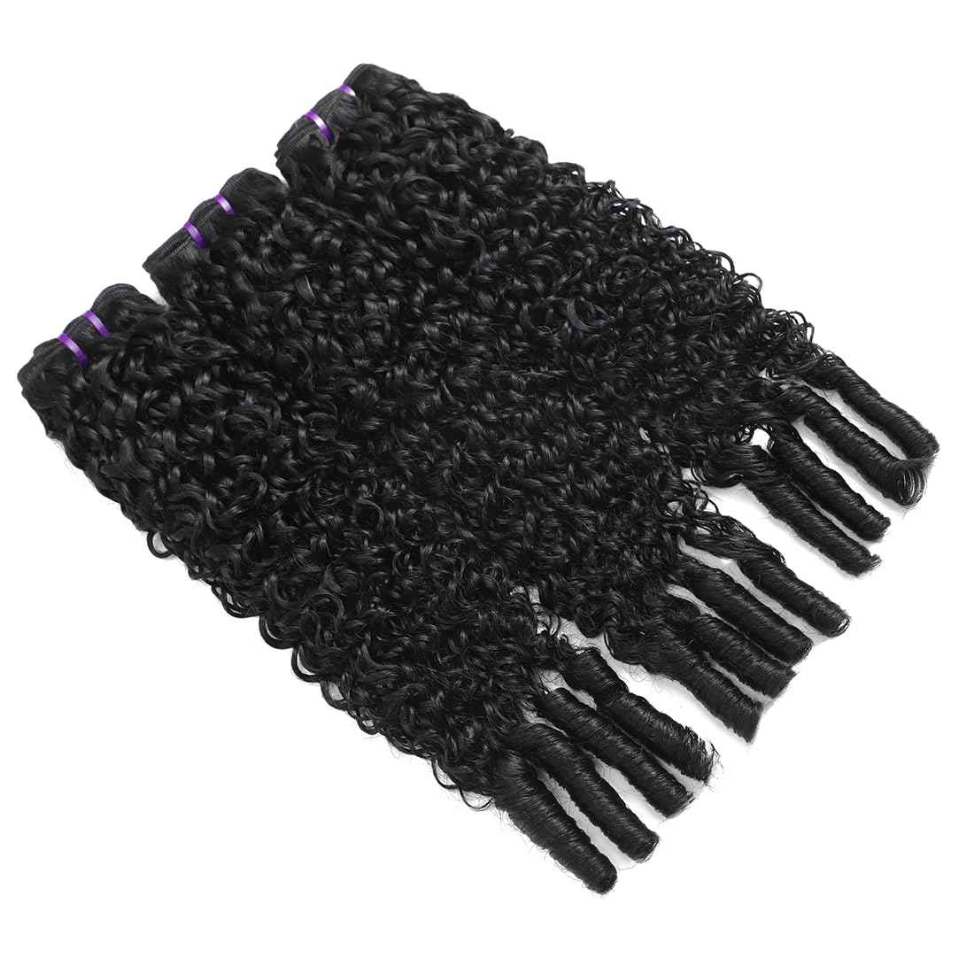 3C4A Curly Hair Extensions 18 20 22 Inch Double Weft Burmese Raw Hair Water Wave Bundles Natural Black for Women