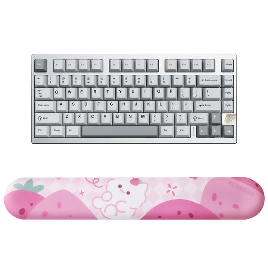 YUNZII AL75 75% Gaming Keyboard(Blue Grey Switch,Silver) Keyboard Wrist Rest (Pink)
